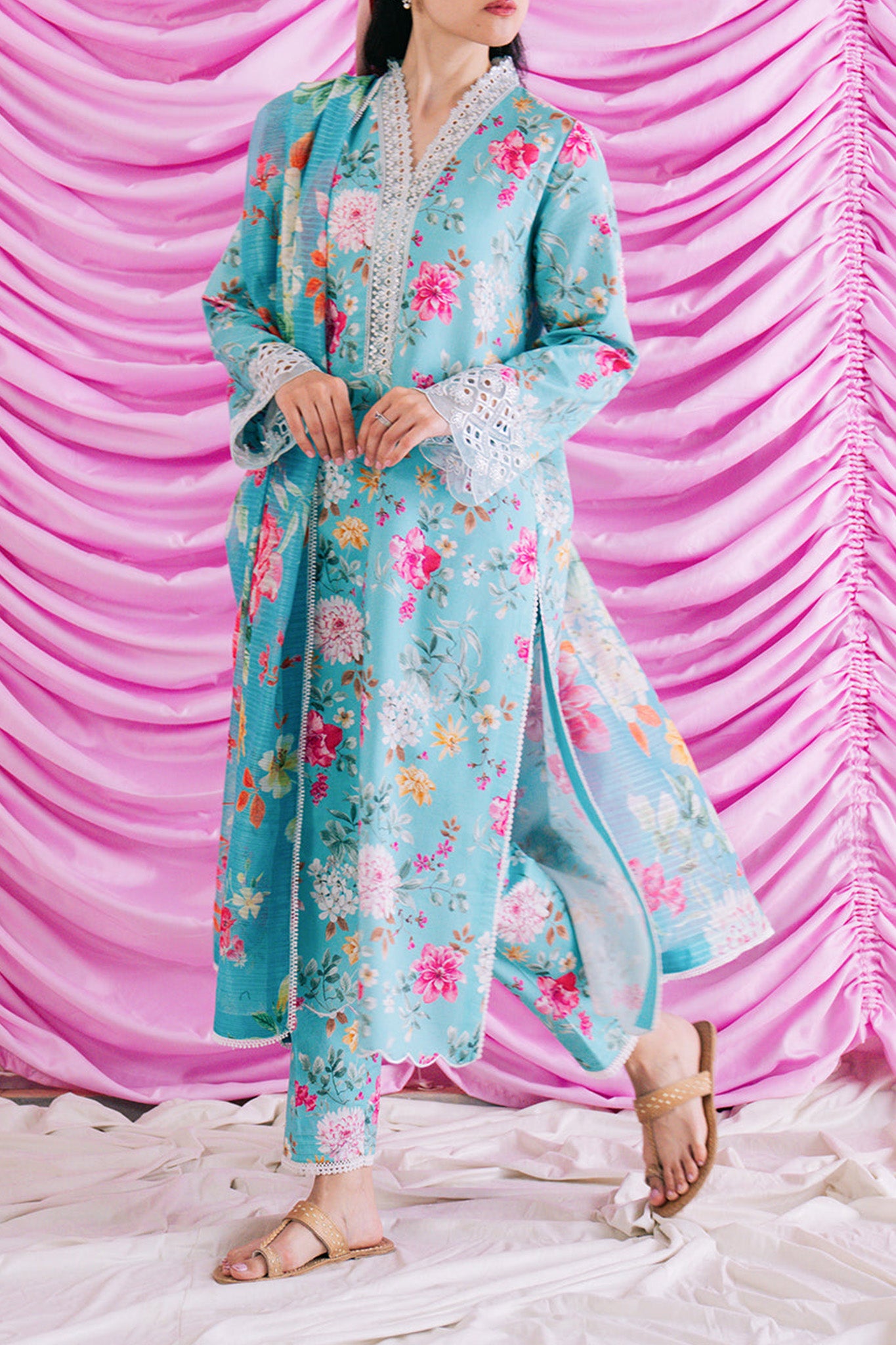 Rinesa by Ayzel Uustitched 3 Piece Lawn Vol-03 Collection'2024-AZL-10-Cali