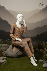 Doriya Luxe By Almeerah Stitched 2 Piece Premium Bana Dora Lawn Collection'2025-Caramel Brown Luxe