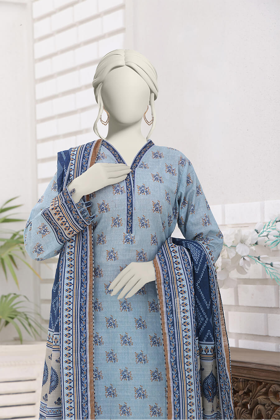 Almeerah Unstitched 3 Piece Stripe Dora Luxury Lawn Vol-02 Collection'2025-Celestial Teal