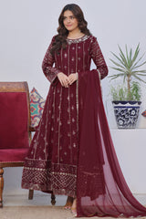 Eid E Milan By Al Siyaab Stitched 3 Piece Formals Suit-Chaandni -Maroon