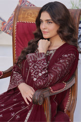 Eid E Milan By Al Siyaab Stitched 3 Piece Formals Suit-Chaandni -Maroon