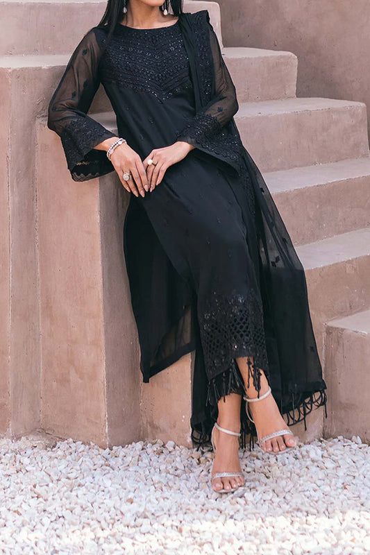 Azure Ensembles 3 Piece Unstitched Festive Formals Collection'2024-AS-119-Charcoal Charm