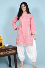 Urban Cut Stitched  Emb Co Ord Cotton Suit-C0293