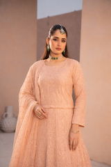 Banno By Manahils Stitched 3 Piece Formals-L-004-PEACH