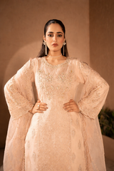 Banno By Manahils Stitched 3 Piece Formals-K-183-PEACH
