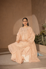 Banno By Manahils Stitched 3 Piece Formals-K-183-PEACH