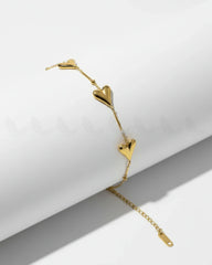 Chic Gold Three Hearts Bracelet - Zeesy Jewellery
