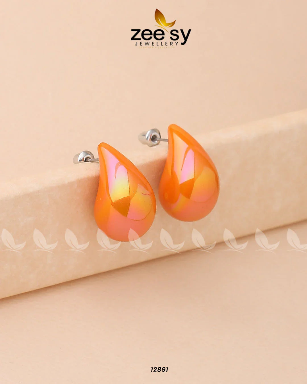 Clarkia Earrings Orange - Zeesy Jewellery