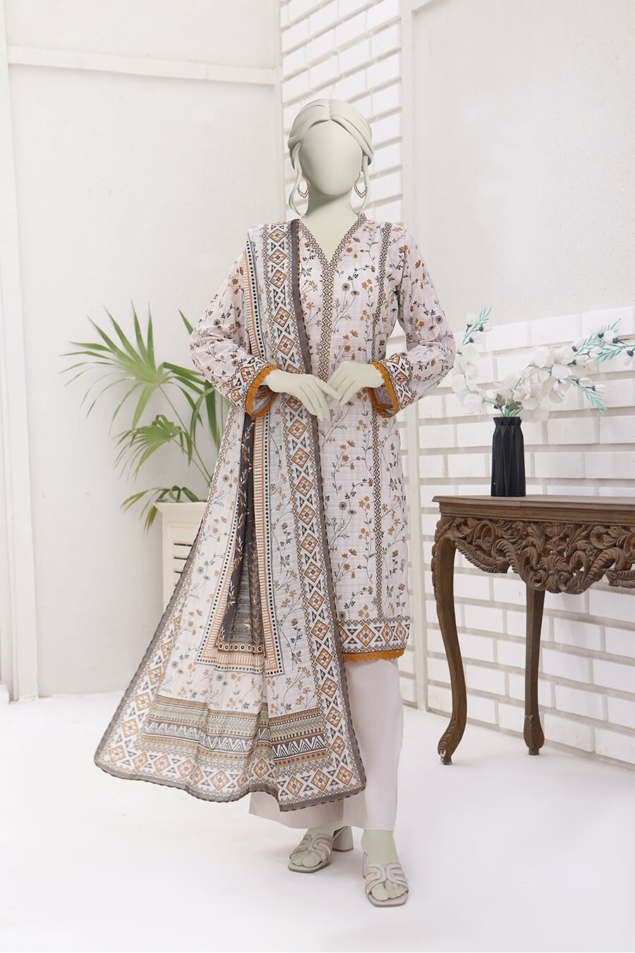 Almeerah Unstitched 3 Piece Stripe Dora Luxury Lawn Vol-02 Collection'2025-Cloud Mist