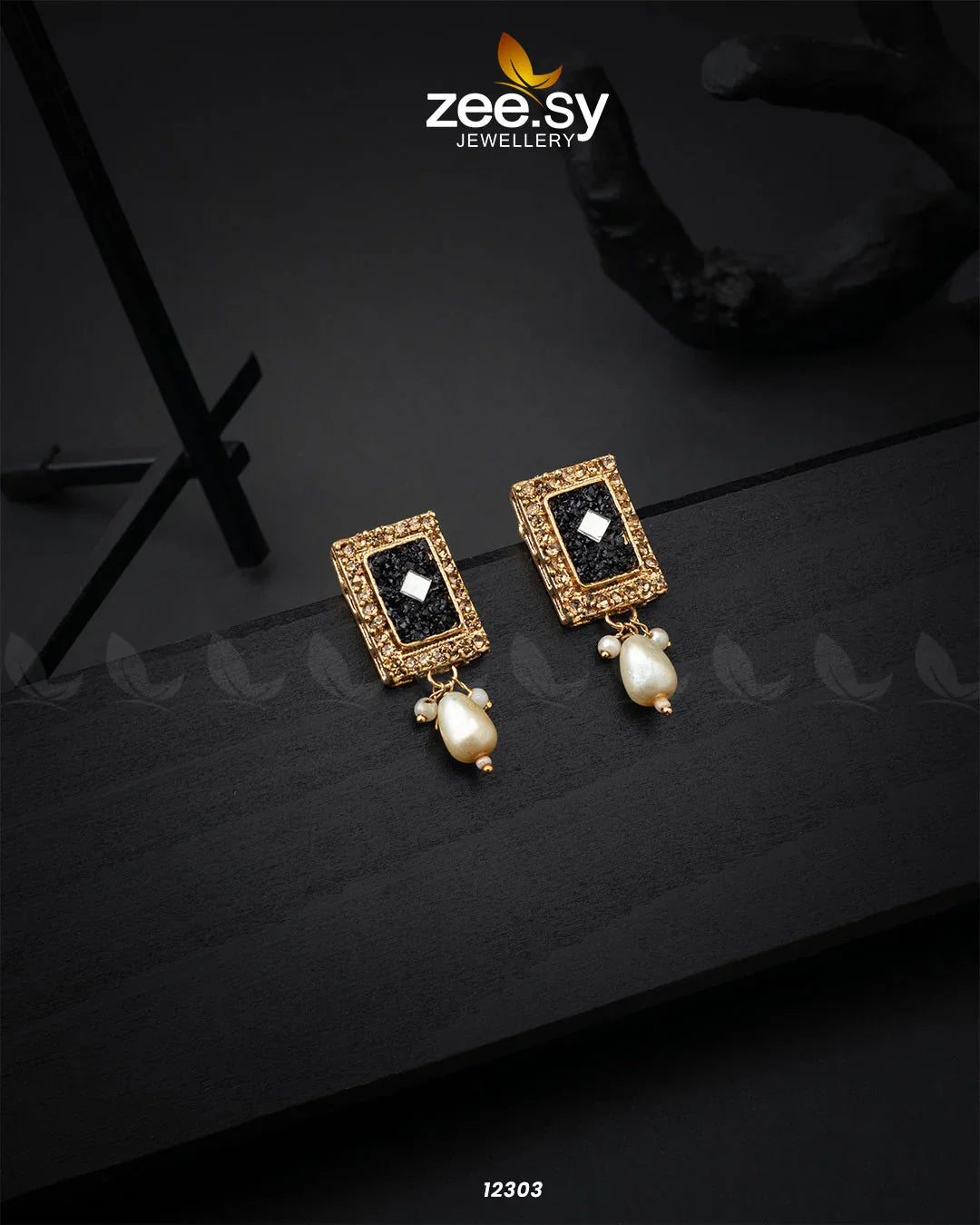 Cobble Crush Earrings Black - Zeesy Jewellery