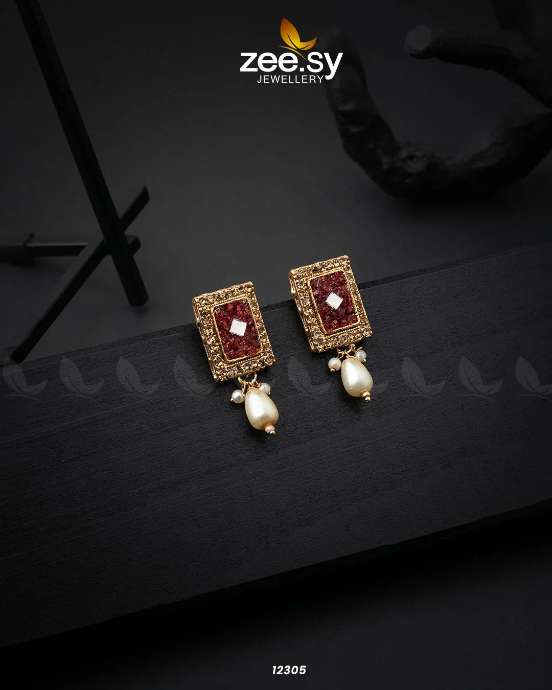 Cobble Crush Earrings Red - Zeesy Jewellery