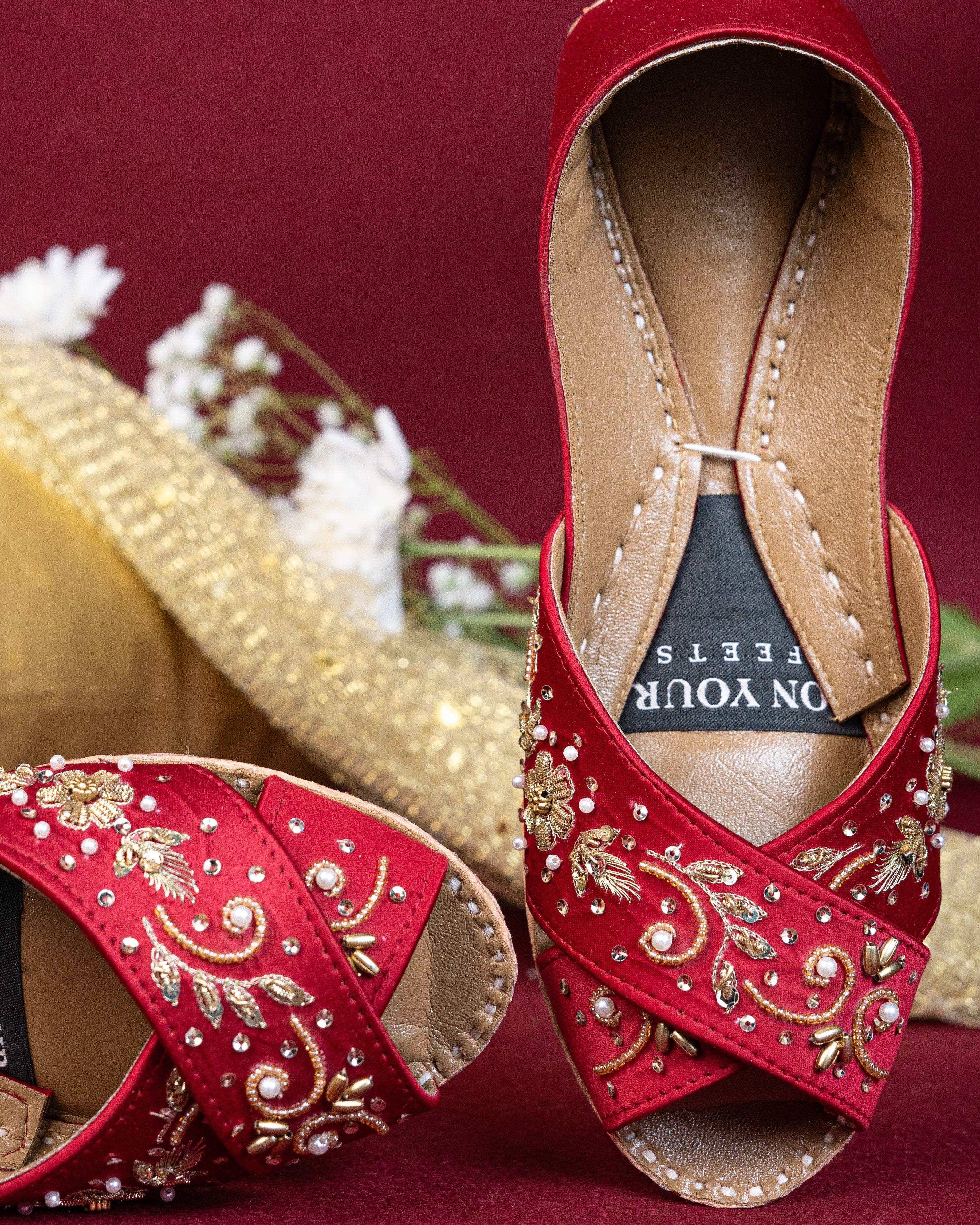 On Your Feets Emb Khussa-Royal Red
