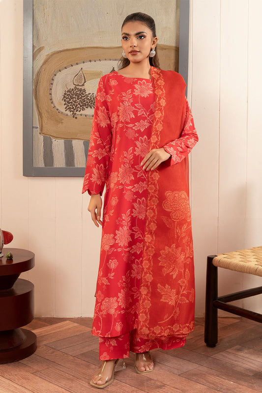 Zebaish By Stitch Vibes Stitched 3 Piece Dress Collection'2024-Coral Dress