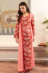 Zebaish By Stitch Vibes Stitched 2 Piece Dress Collection'2024-Coral Pink Dress