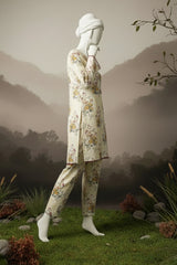 Doriya Luxe By Almeerah Stitched 2 Piece Premium Bana Dora Lawn Collection'2025-Cream Pearl Essence