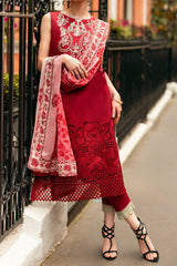 Hemline Odyssey By Mushq Unstitched 3 Piece Luxury Emb Lawn Collection'2024-HMC-06-Crimson Chic