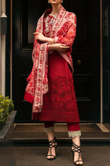 Hemline Odyssey By Mushq Unstitched 3 Piece Luxury Emb Lawn Collection'2024-HMC-06-Crimson Chic