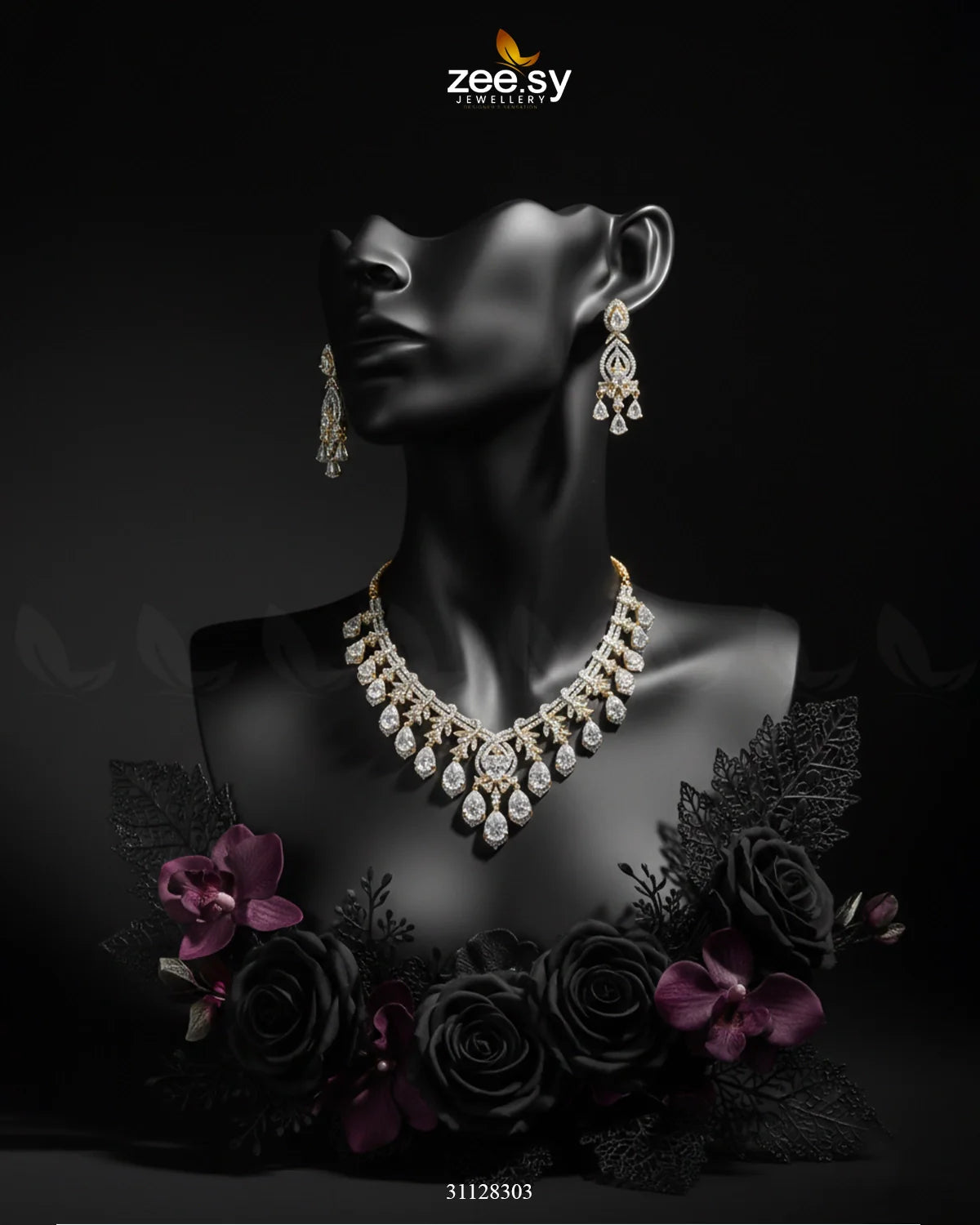 Crystal Dewdrop Gala Necklace Set - Zeesy Jewellery