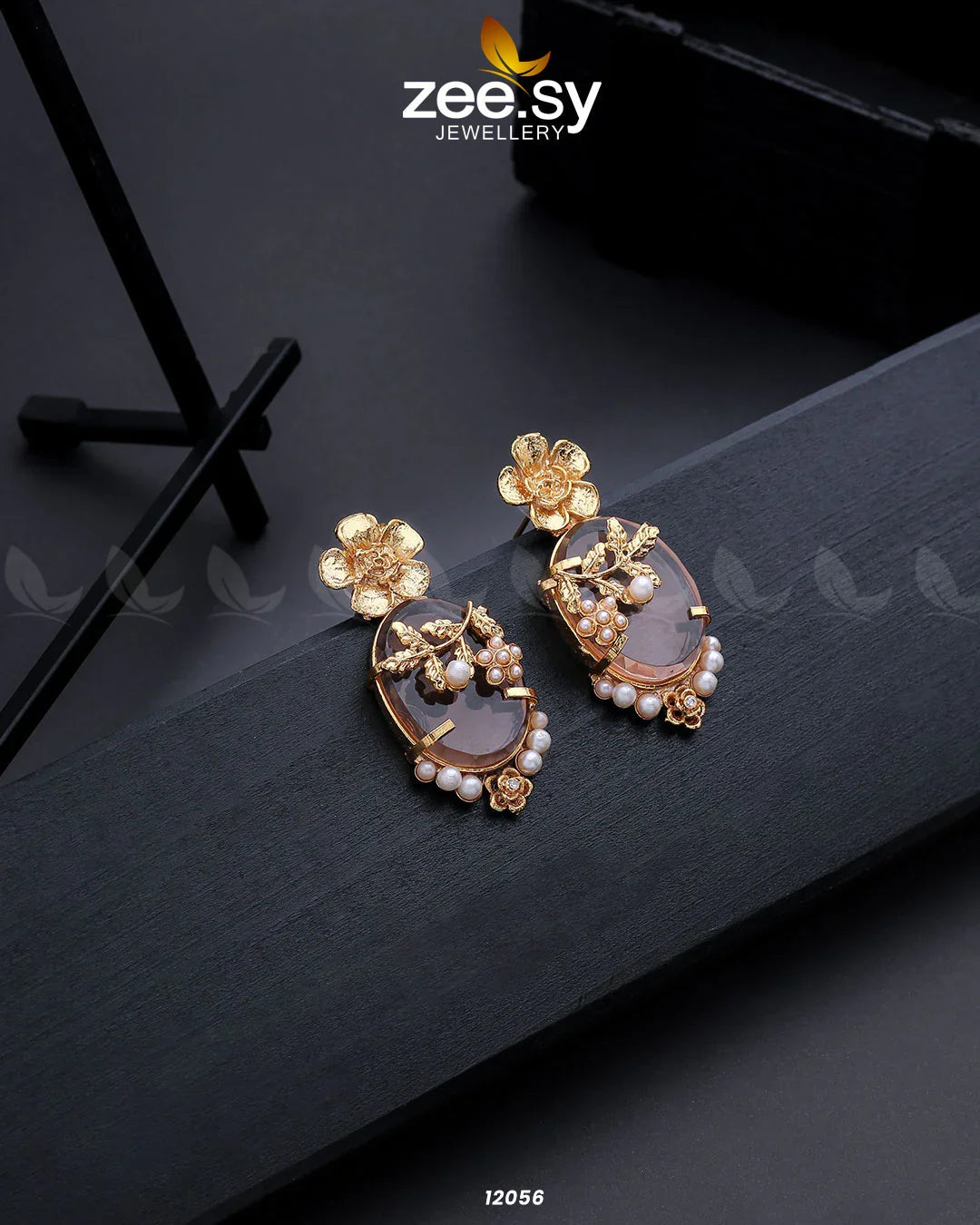 Crystal Glow Earrings Champagne - Zeesy Jewellery