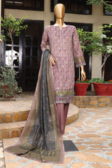 HZ Unstitched 3 Piece Premium Printed Jacquard Collection'2024-D-01-Lilac