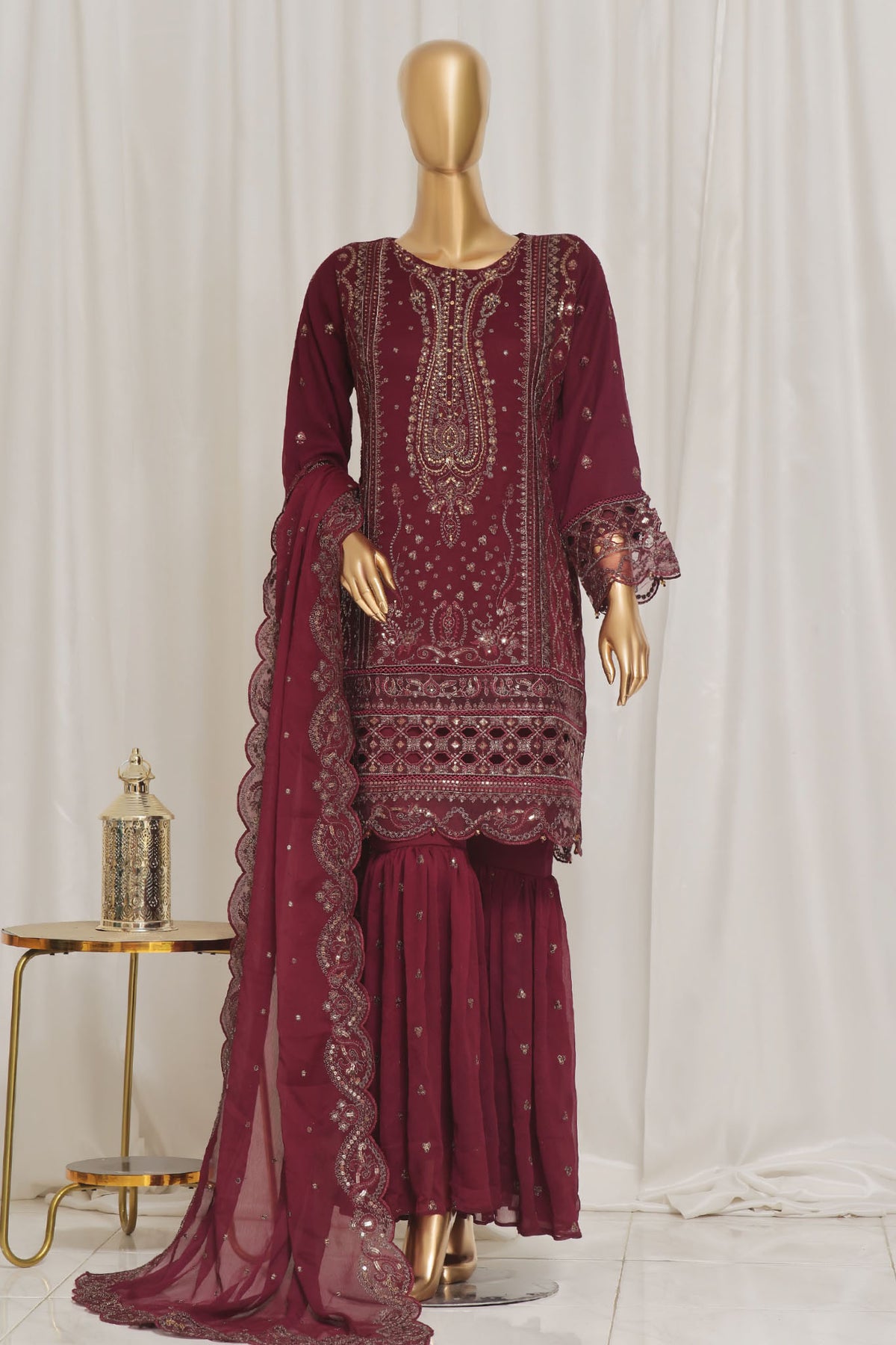 Afsany by Sada Bahar Stitched 3 Piece Luxury Chiffon Vol-11 Collection'2024-D-01-Maroon