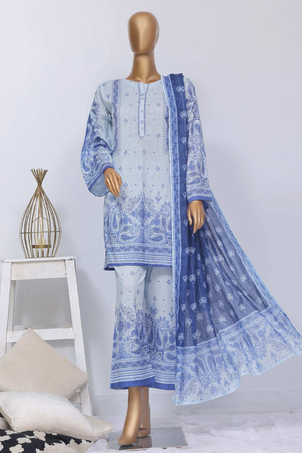 Sada Bahar Stitched 3 Piece Mid Summer Co Ords Collection'2024-D-5680-Sky Blue