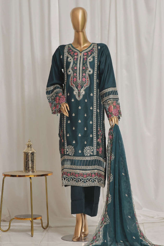 Sada Bahar Stitched 3 Piece Luxury Emb Rod Silk Vol-01 Collection'2024-LEV-02-Sea Green