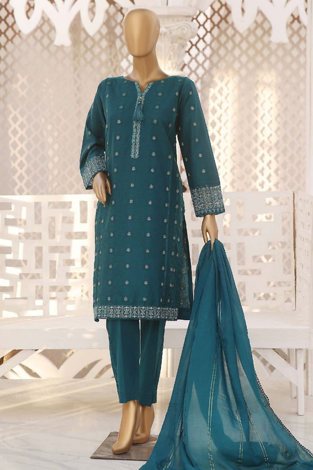 Linnokari by Hz Embroidered Pret Collection'2023-D-01-Zinc