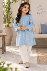 Aroob Stitched Co Ords Summer Suit-D-0195 SKY