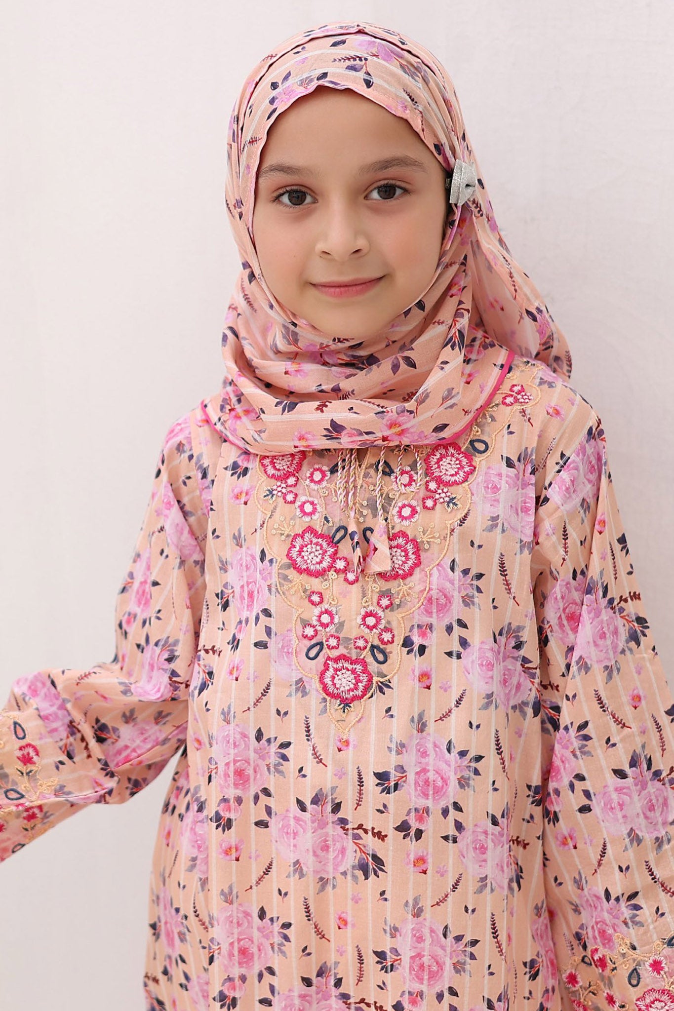 Shifa Girls By Suntex Stitched 3 Piece Summer Emb Lawn Collection'2024-D-01