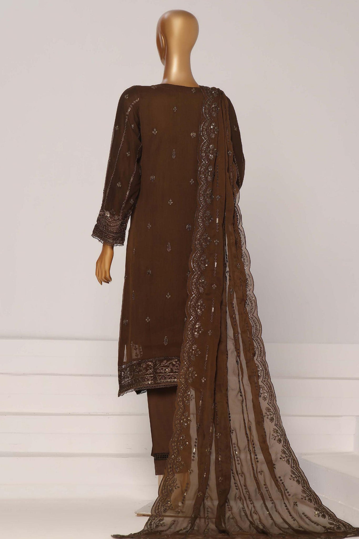 Afsanay By Sada Bahar Stitched 3 Piece Luxury Chiffon Vol-07 Limited Edition Collection'2024-CR-7-Brown