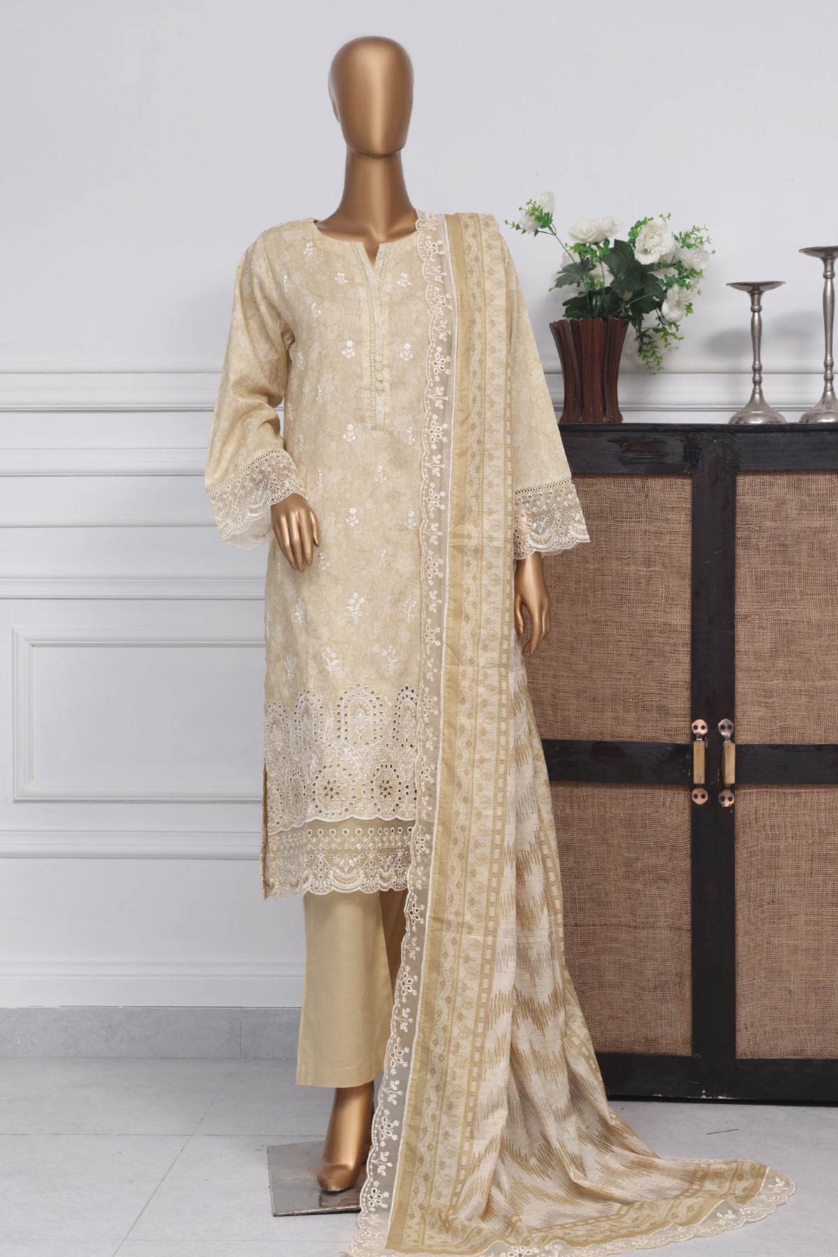 Amyrah By Sada Bahar Stitched 3 Piece Emb Festive Collection-D-02-Cream