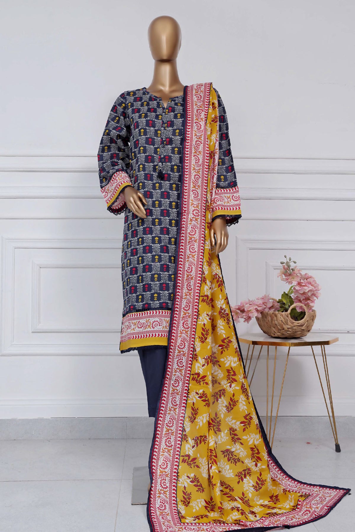 Sada Bahar Stitched 3 Piece Printed Lawn Vol-02 Collection'2025-D-02-Navy Blue