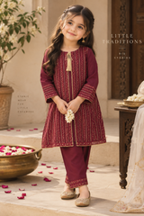 Aroob Stitched Co Ords Formals Suit-D-0236 MAROON