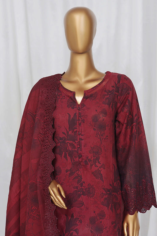 Sada Bahar Stitched 3 Piece Laser Cutwork Chikankari Vol-01 Collection'2024-D-03-B-Maroon