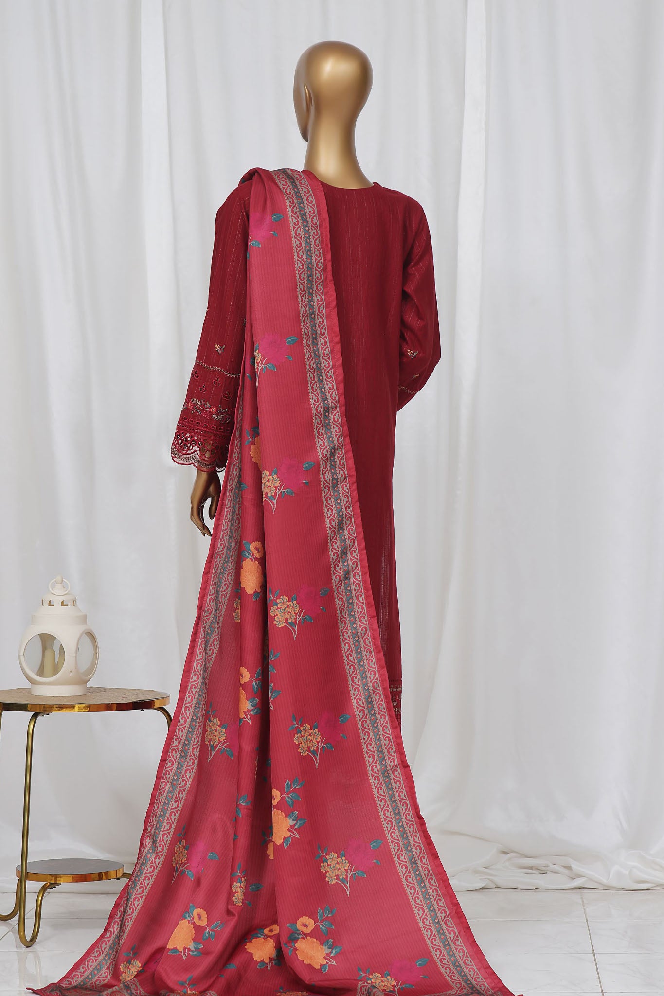 Sada Bahar Stitched 3 Piece Luxury Emb Khaddar Vol-02 Collection'2024-D-03-Maroon