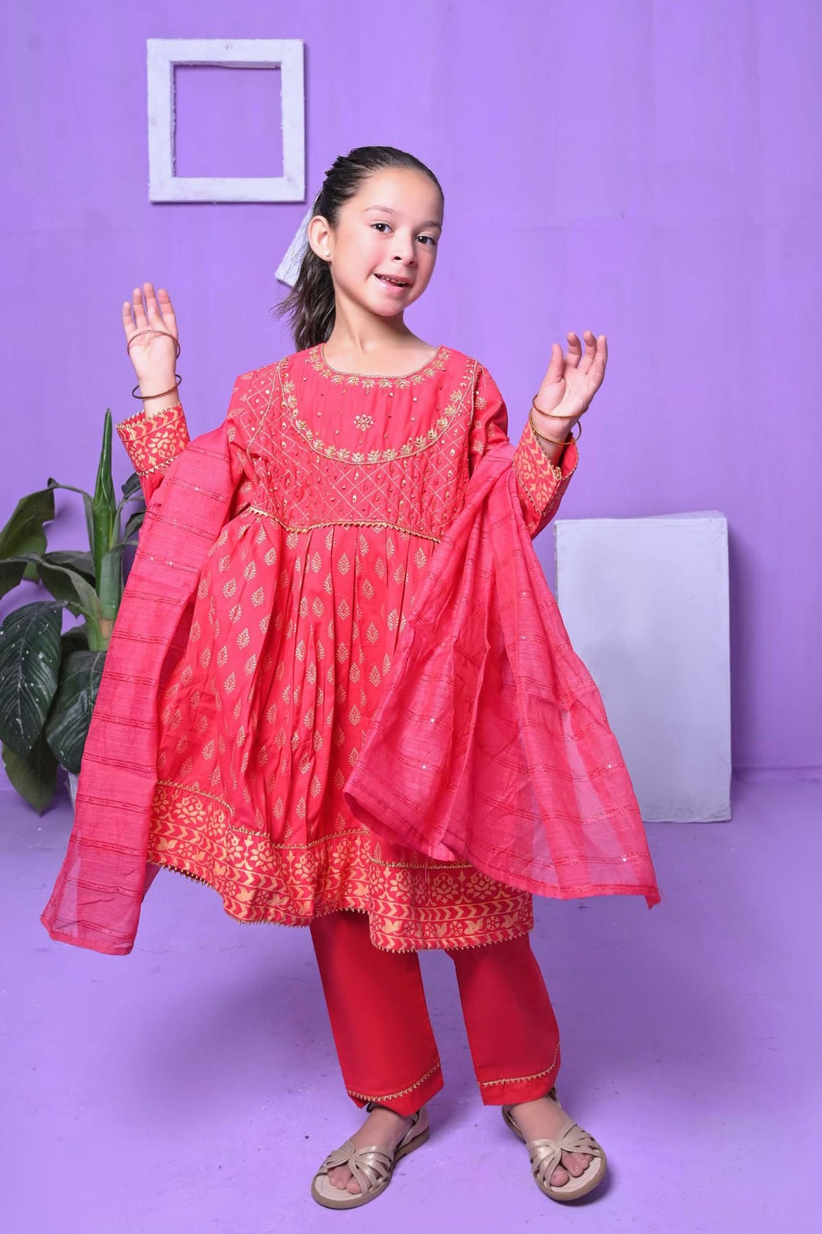Shifa Girls by Suntex Fabrics Pret Kids 3 Piece Collection'2023-SH-2340-Red