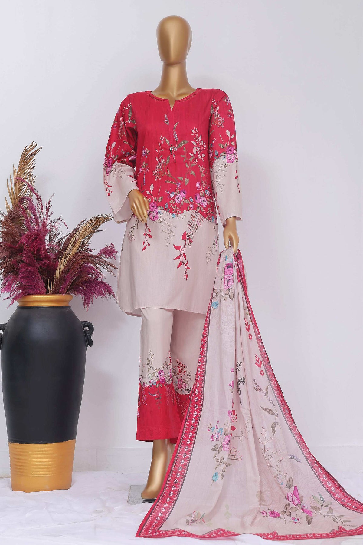 Sada Bahar Stitched 3 Piece Mid Summer Co Ords Collection'2024-D-5726-Maroon