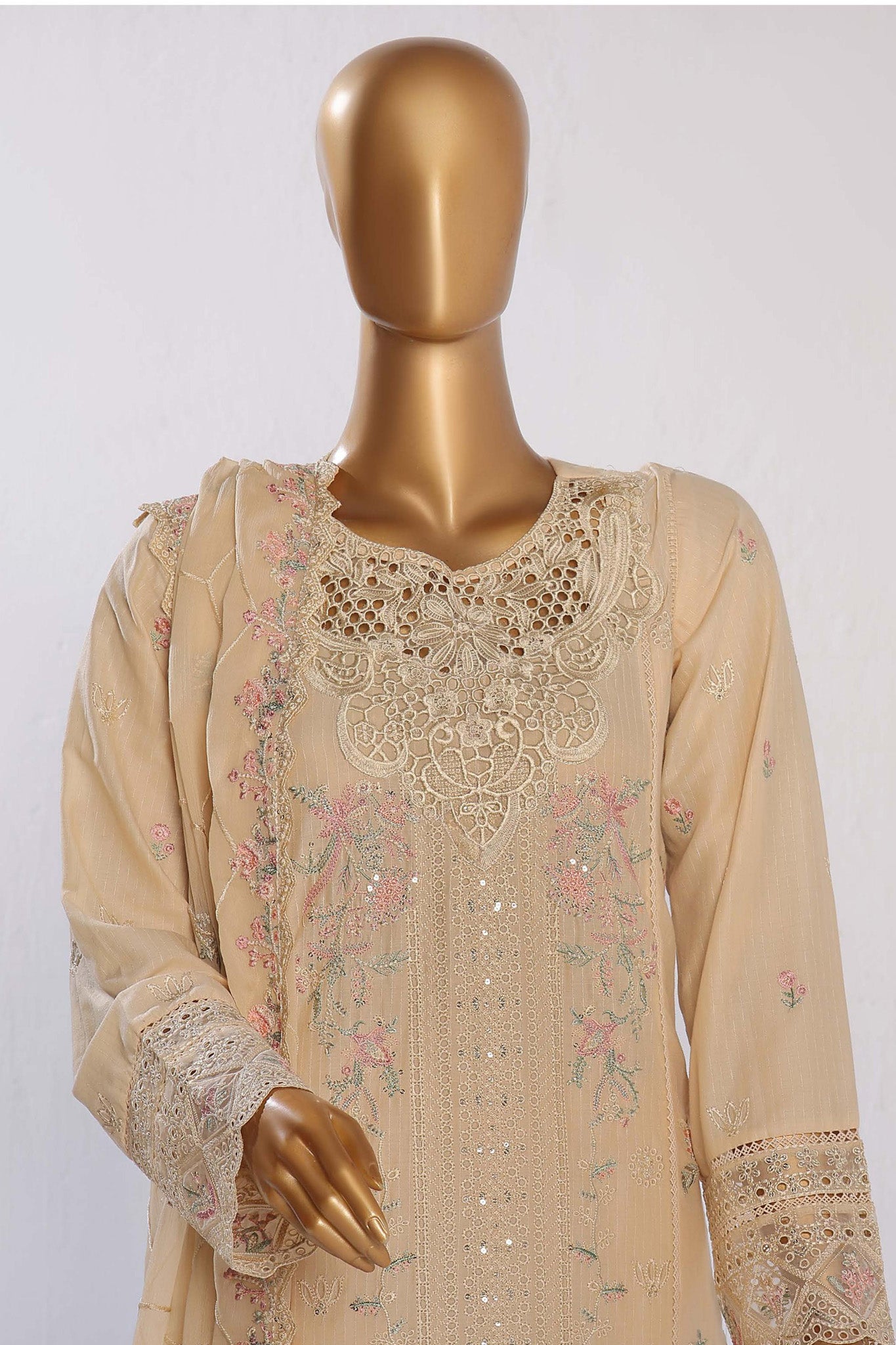 Sada Bahar Stitched 3 Piece Luxury Festive Emb Lawn Vol-05 Collection'2024-LEL-24-Cream