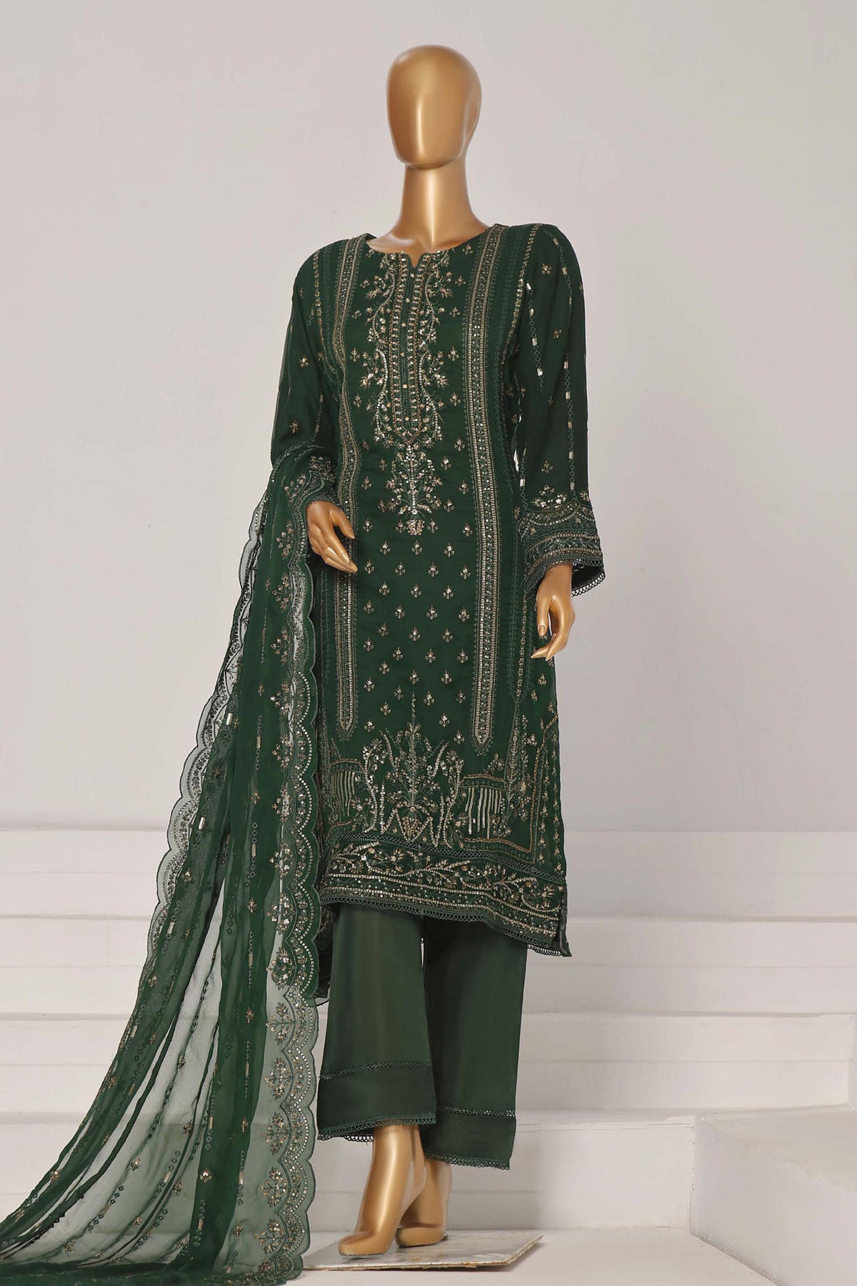 Afsanay By Sada Bahar Stitched 3 Piece Luxury Chiffon Vol-07 Limited Edition Collection'2024-CR-7-Green