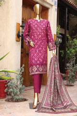 HZ Unstitched 3 Piece Premium Printed Jacquard Collection'2024-D-04-Magenta