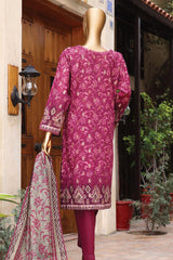 HZ Unstitched 3 Piece Premium Printed Jacquard Collection'2024-D-04-Magenta