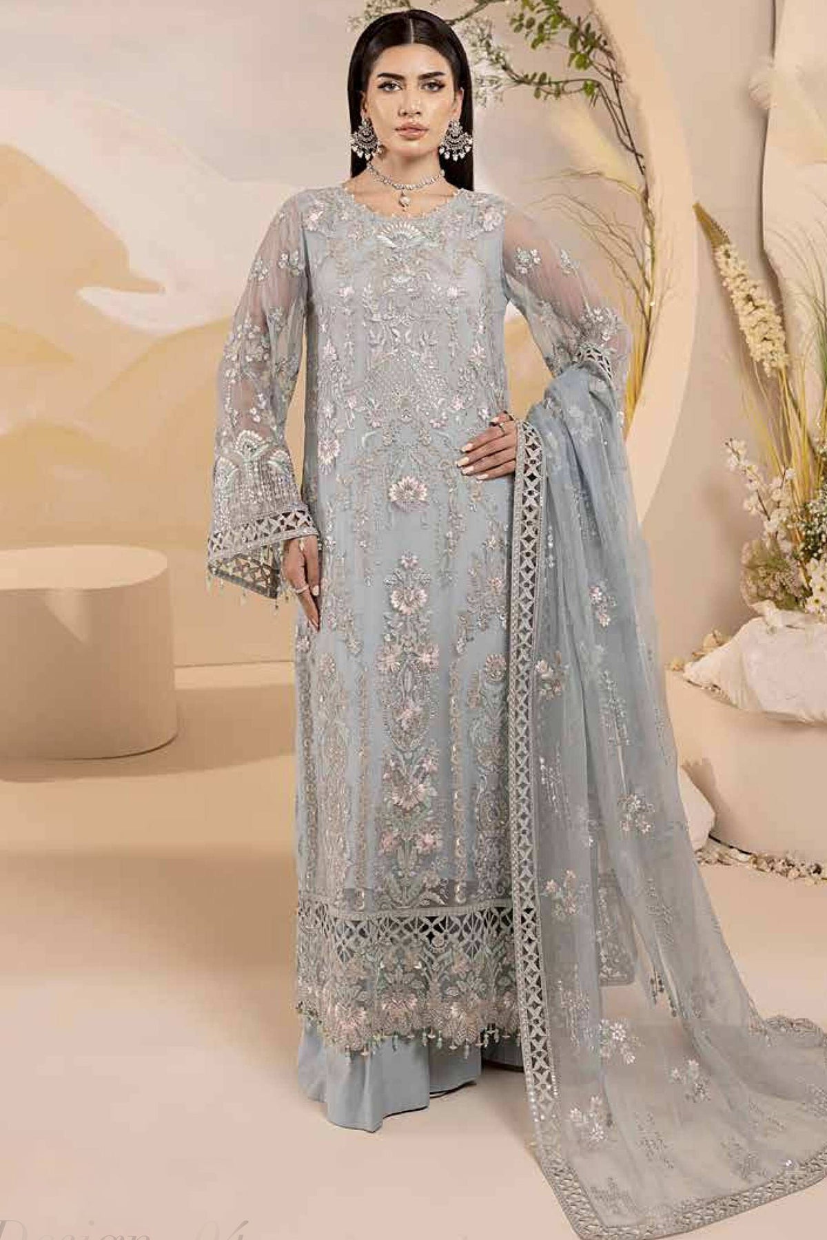 Pareesa By Lavish Premium Unstitched 3 Piece Luxury Chiffon Collection'2024-D-04