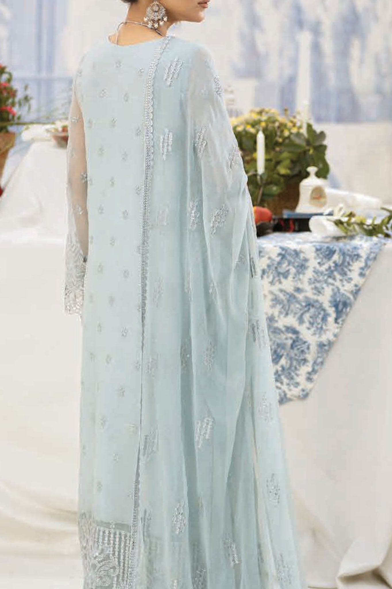 Aaraish By Lavish Premium Unstitched 3 Piece Luxury Formals Collection'2024-D-05-Ice Blue