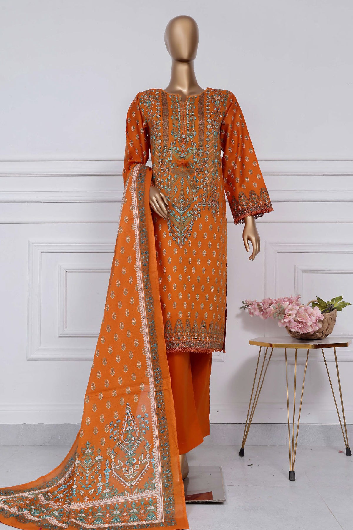 Sada Bahar Stitched 3 Piece Printed Lawn Vol-02 Collection'2025-D-06-Orange