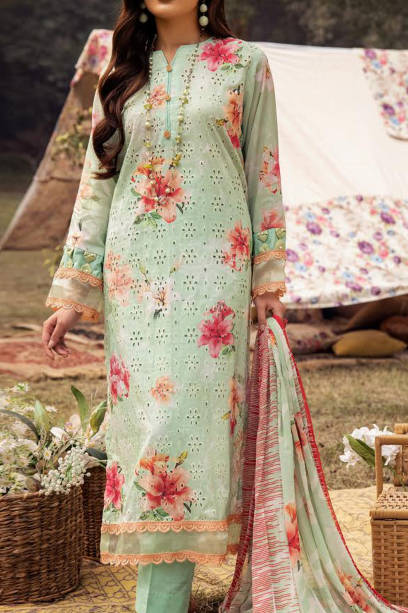 Mahee's by Riaz Arts 3 Piece Unstitched Chikankari Lawn Collection'2024-MC-06