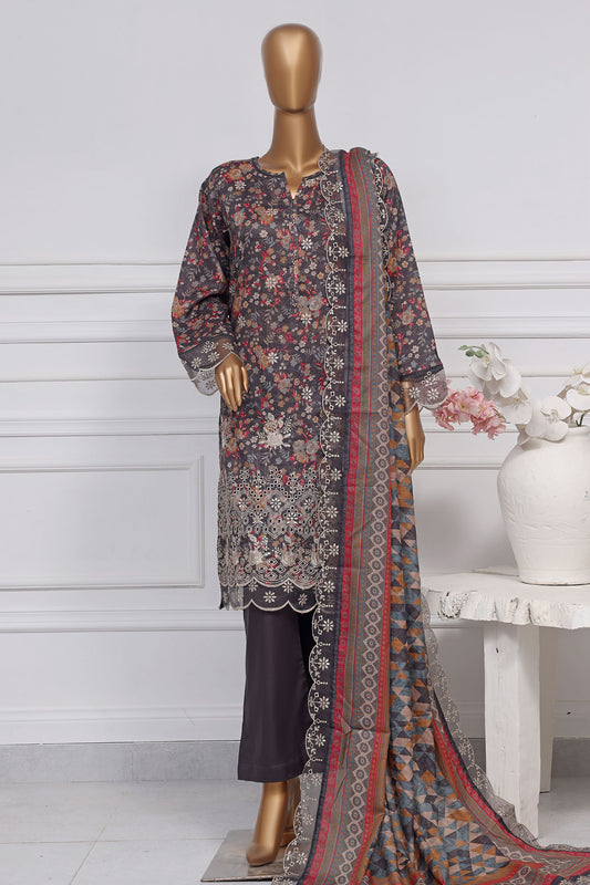 Amyrah By Sada Bahar Stitched 3 Piece Emb Festive Collection-CK-6115-Dark Grey