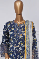 Malika by Sada Bahar Stitched 3 Piece Emb Festive Suit-D-4085-Blue