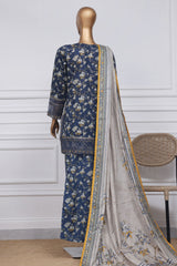 Malika by Sada Bahar Stitched 3 Piece Emb Festive Suit-D-4085-Blue