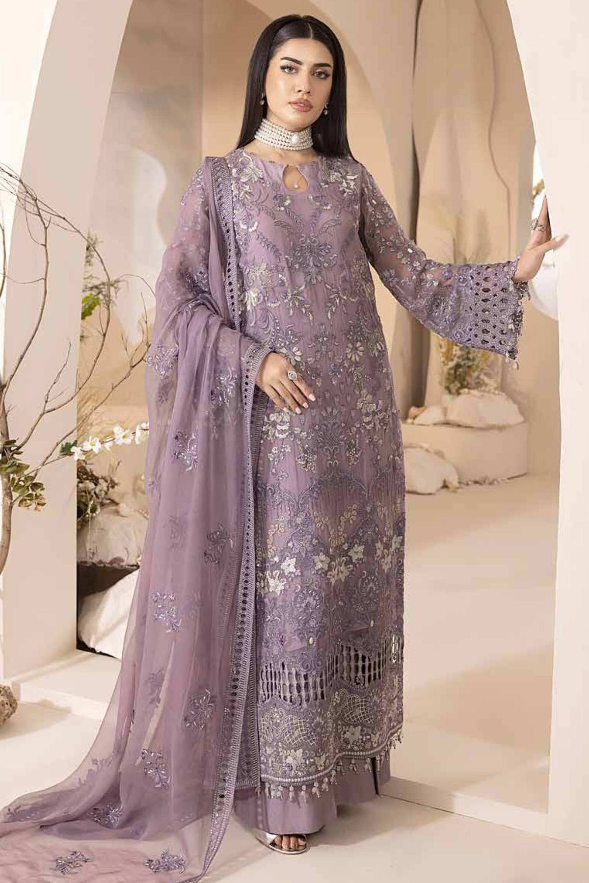 Pareesa By Lavish Premium Unstitched 3 Piece Luxury Chiffon Collection'2024-D-07